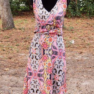 Prana Paisley Criss Cross Front V Neck Dress